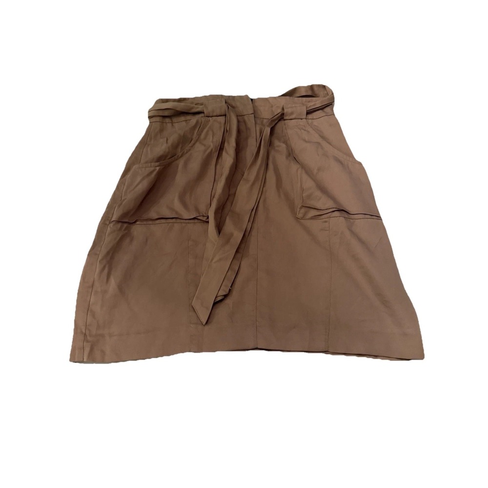 Bebe Khaki Pleated Mini Skirt Size 2 Y2K Utility Pocket Belted Safari